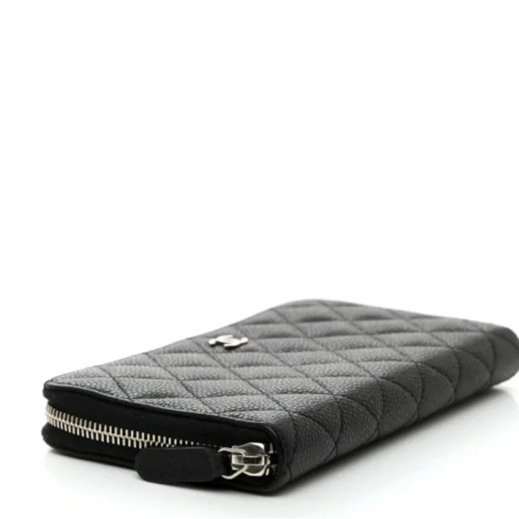 CHANEL Caviar Quilted Large Gusset Zip Around Wallet Black - Picture 2 of 13